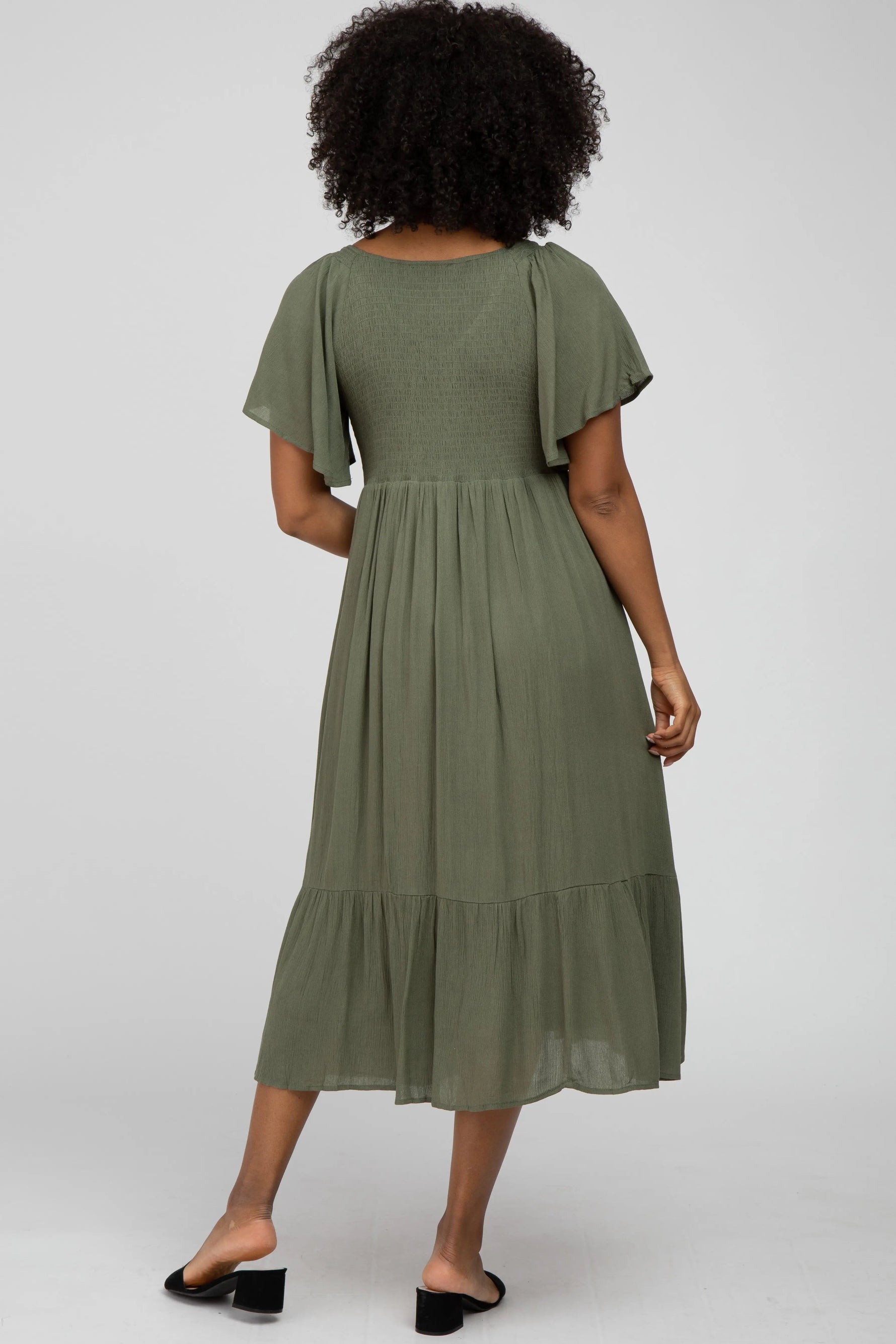 PinkBlush Olive Smocked Ruffle Dress - 