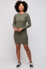 PinkBlush Olive Soft Brushed Knit Long Sleeve Dress - 