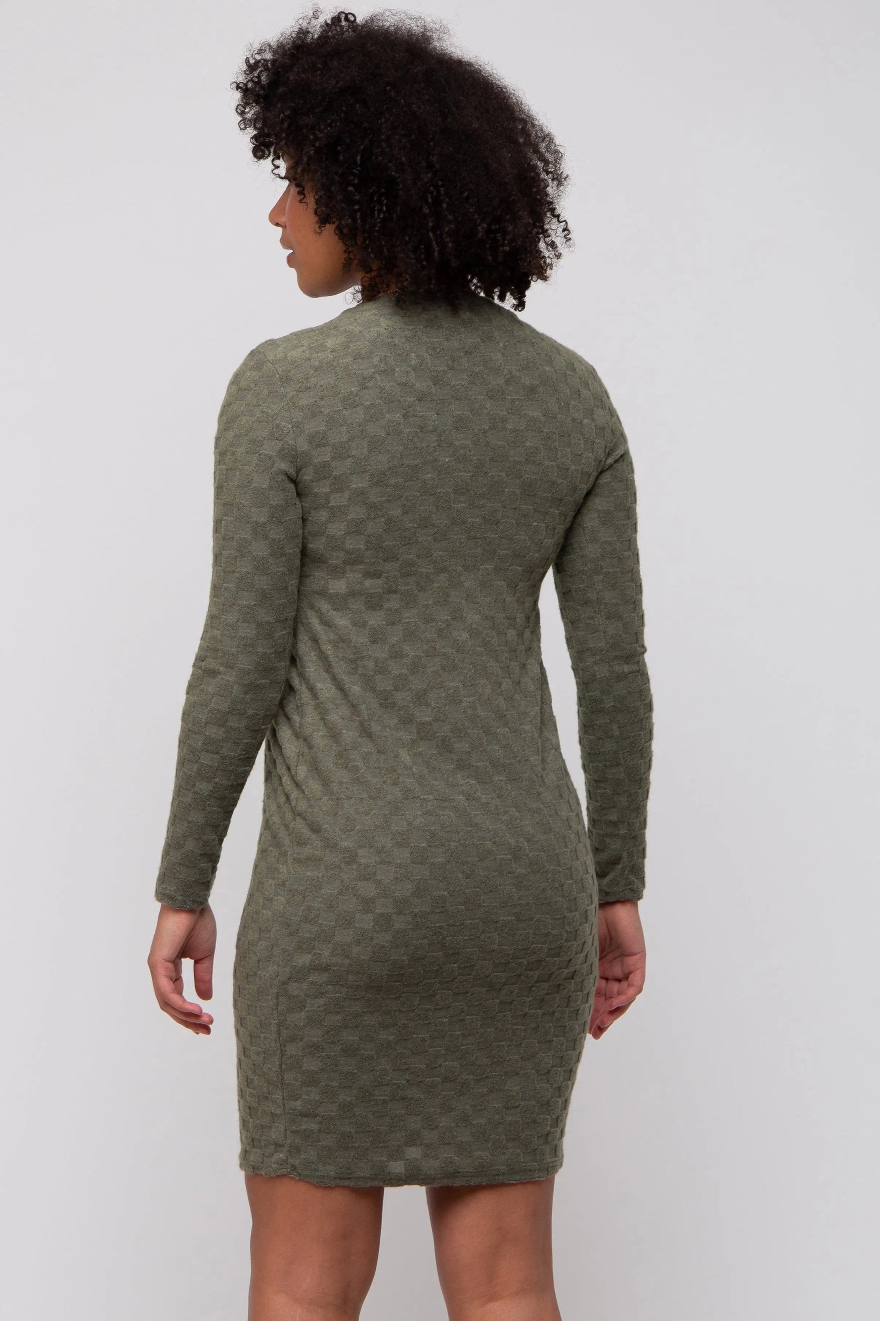 PinkBlush Olive Soft Brushed Knit Long Sleeve Dress - 