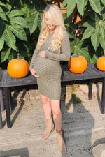 PinkBlush Olive Soft Brushed Knit Long Sleeve Maternity Dress - 