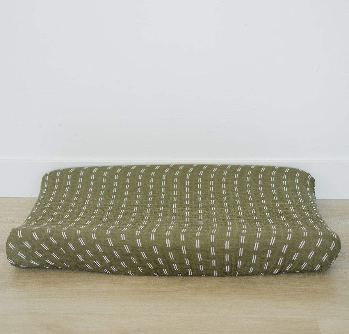 Mebie Baby Olive Strokes Muslin Changing Pad Cover - 