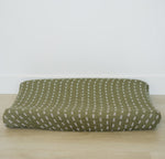 Mebie Baby Olive Strokes Muslin Changing Pad Cover - 