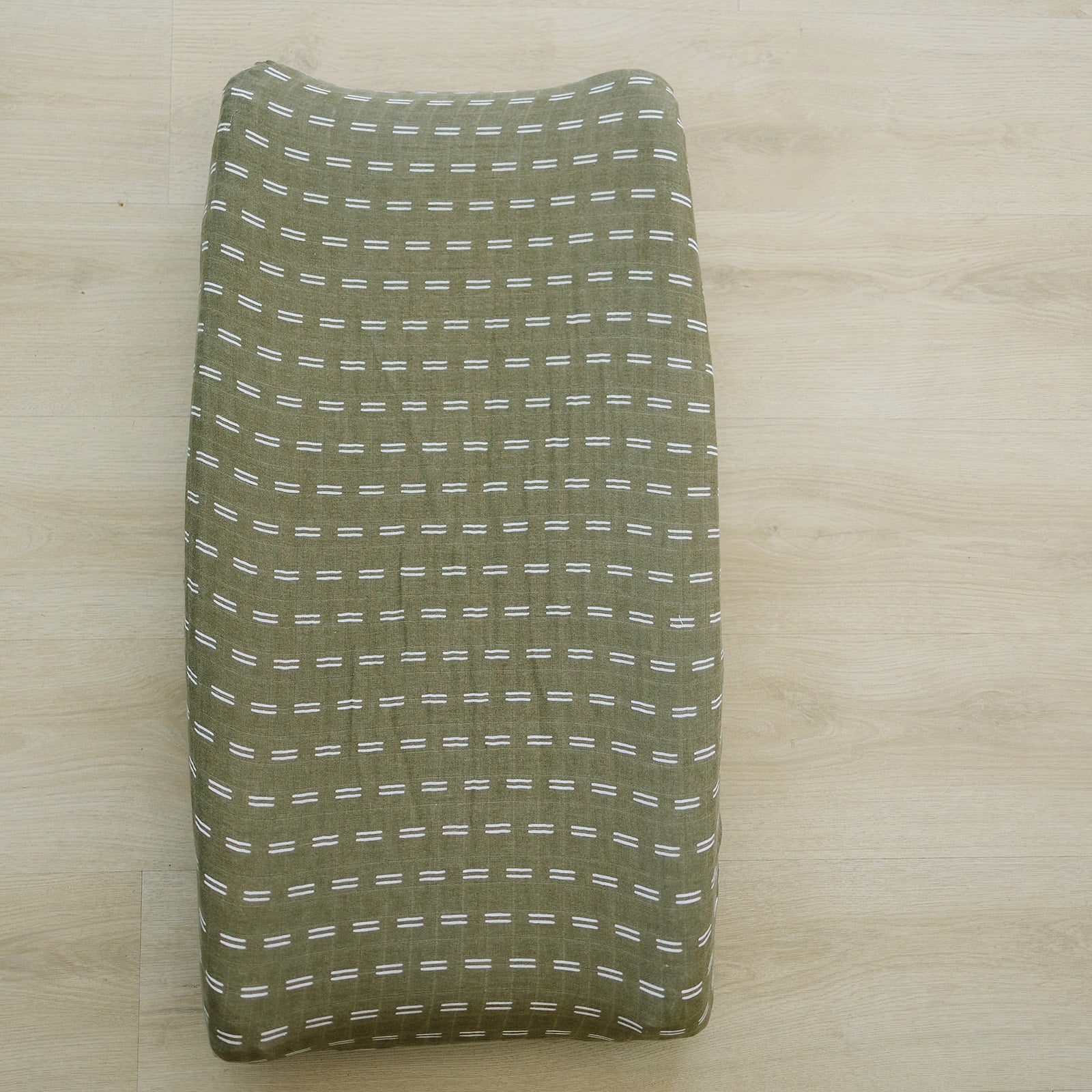 Mebie Baby Olive Strokes Muslin Changing Pad Cover - 