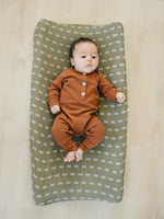 Mebie Baby Olive Strokes Muslin Changing Pad Cover - 