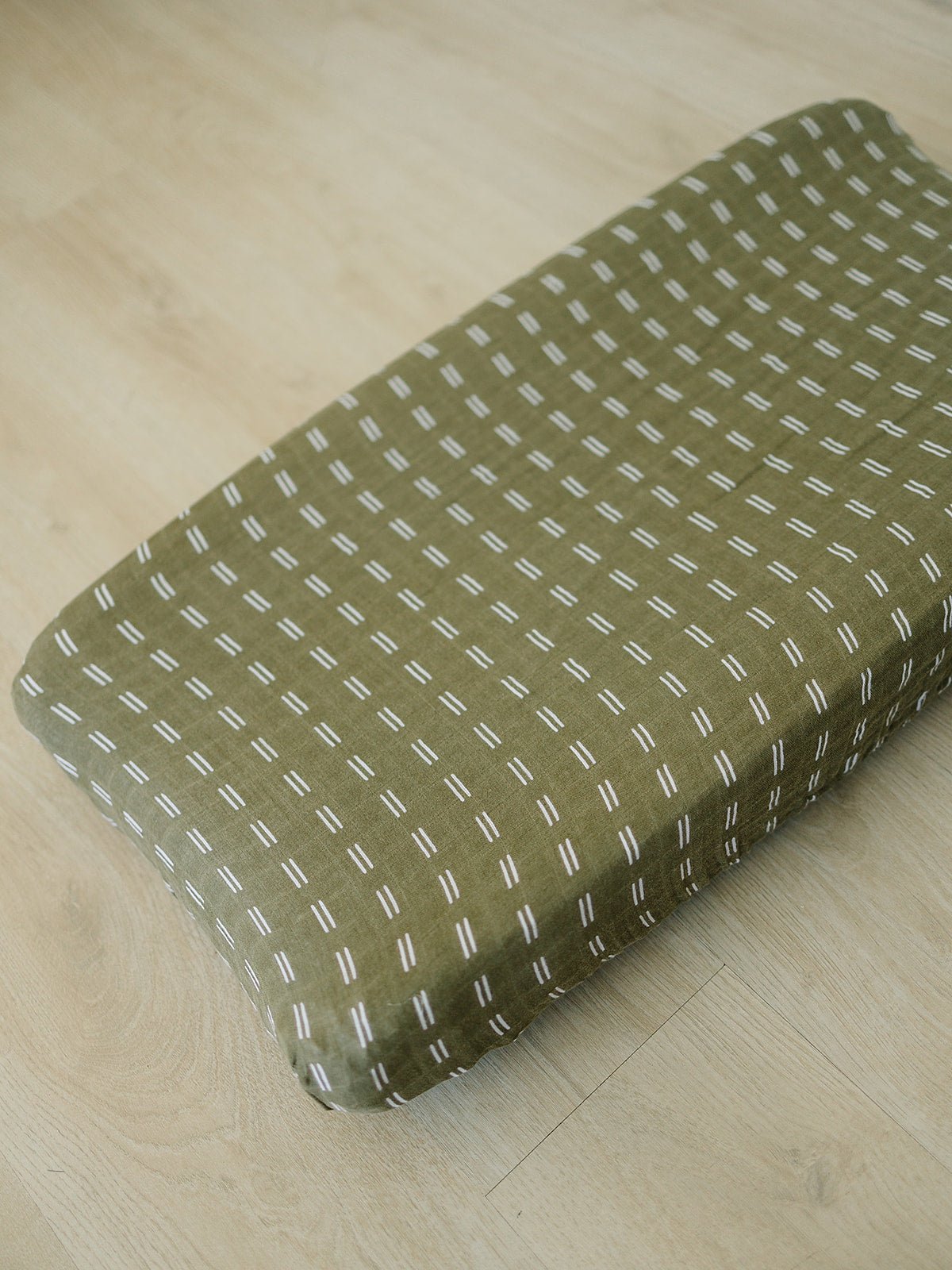 Mebie Baby Olive Strokes Muslin Changing Pad Cover - 