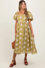 PinkBlush Olive Textured Maternity Midi Dress - 