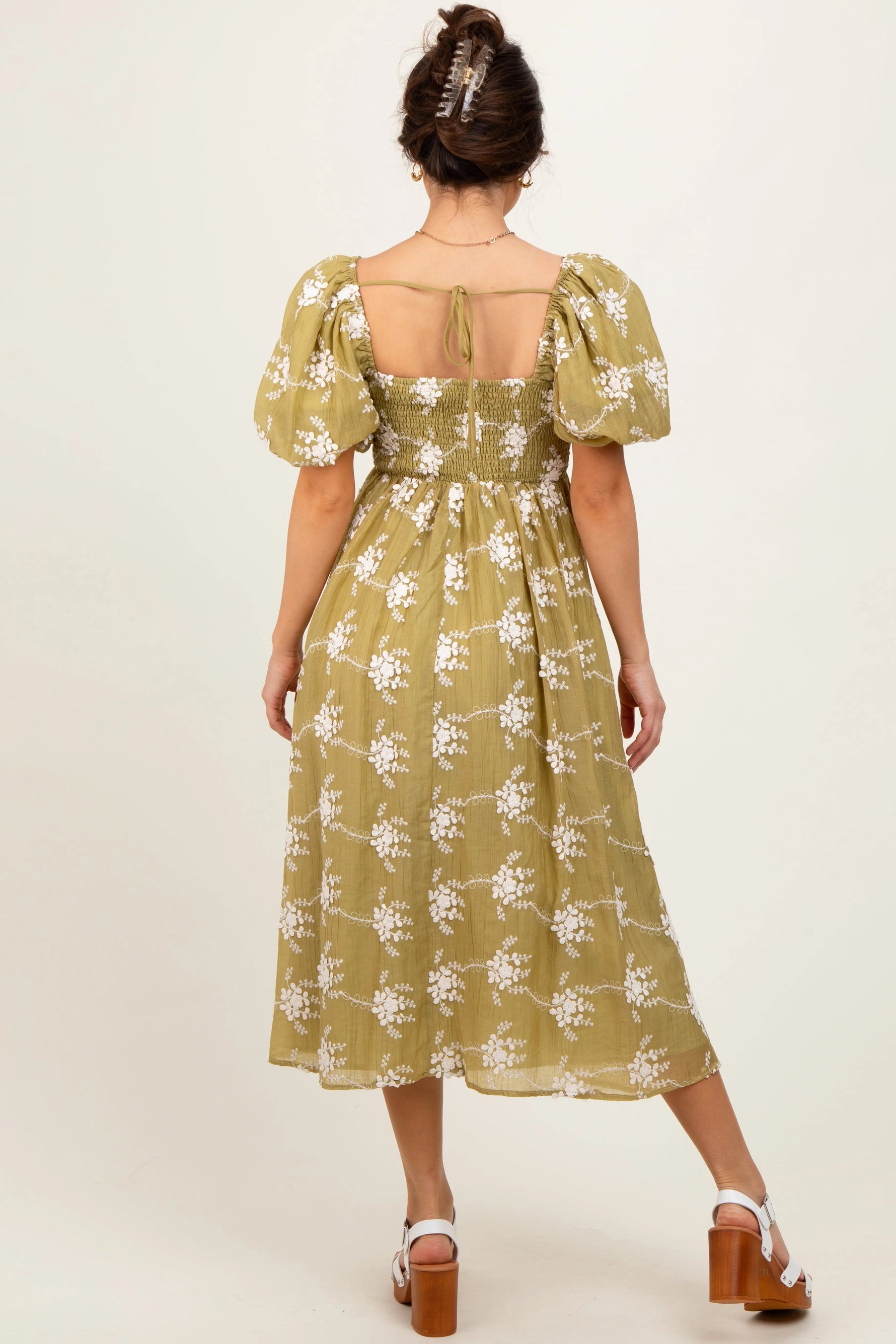 PinkBlush Olive Textured Midi Dress - 