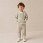 Organic Tee & Pant Slouch Set - Olive Stripes by Makemake Organics