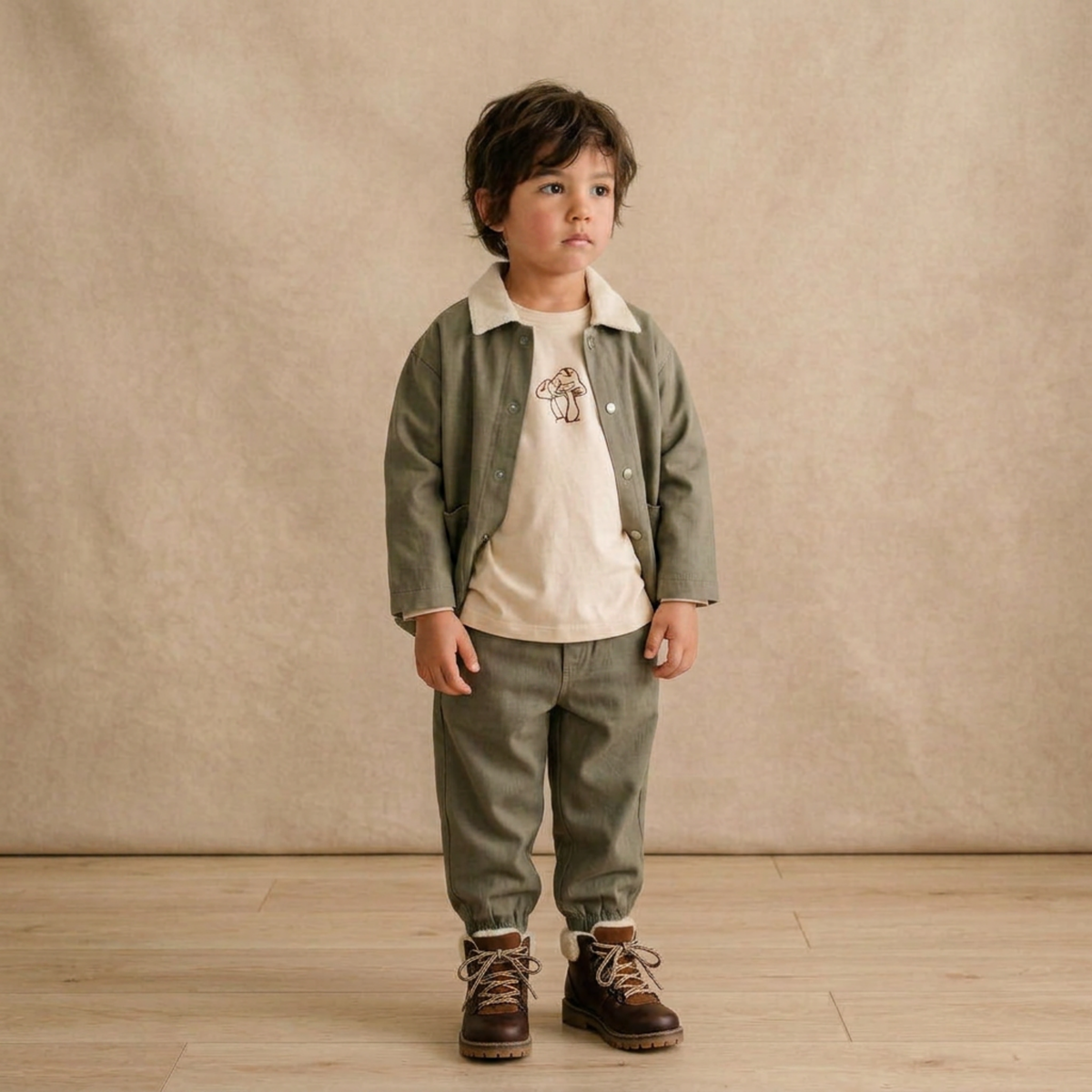 Organic Twill Button Jacket - Olive by Makemake Organics