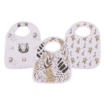 Newcastle Classics On The Savannah Bamboo Muslin Snap Bibs 3 Pack for Stylish Babies - 