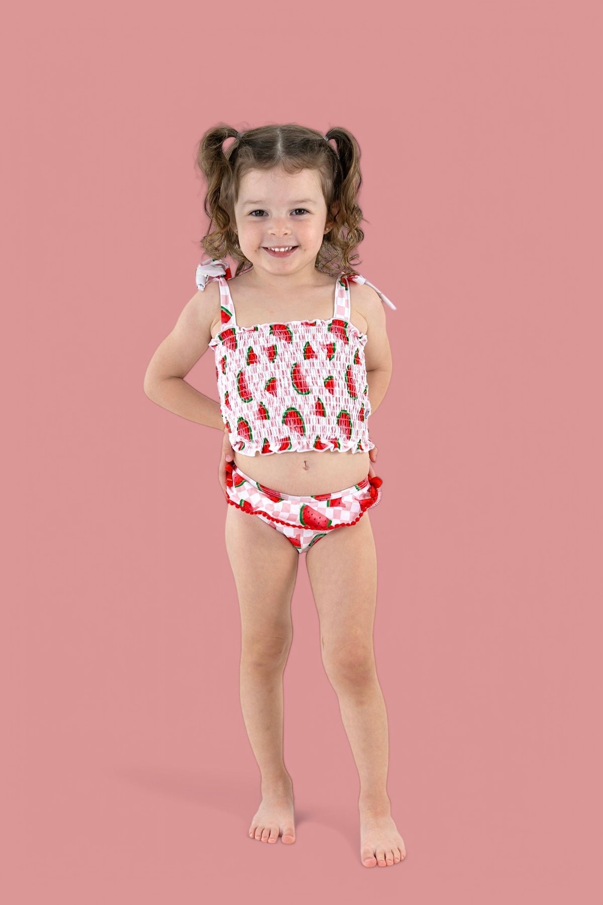 DREAM BIG LITTLE CO ONE IN A MELON DREAM SMOCKED TANKINI TWO PIECE SWIM SUITEveretts Place
