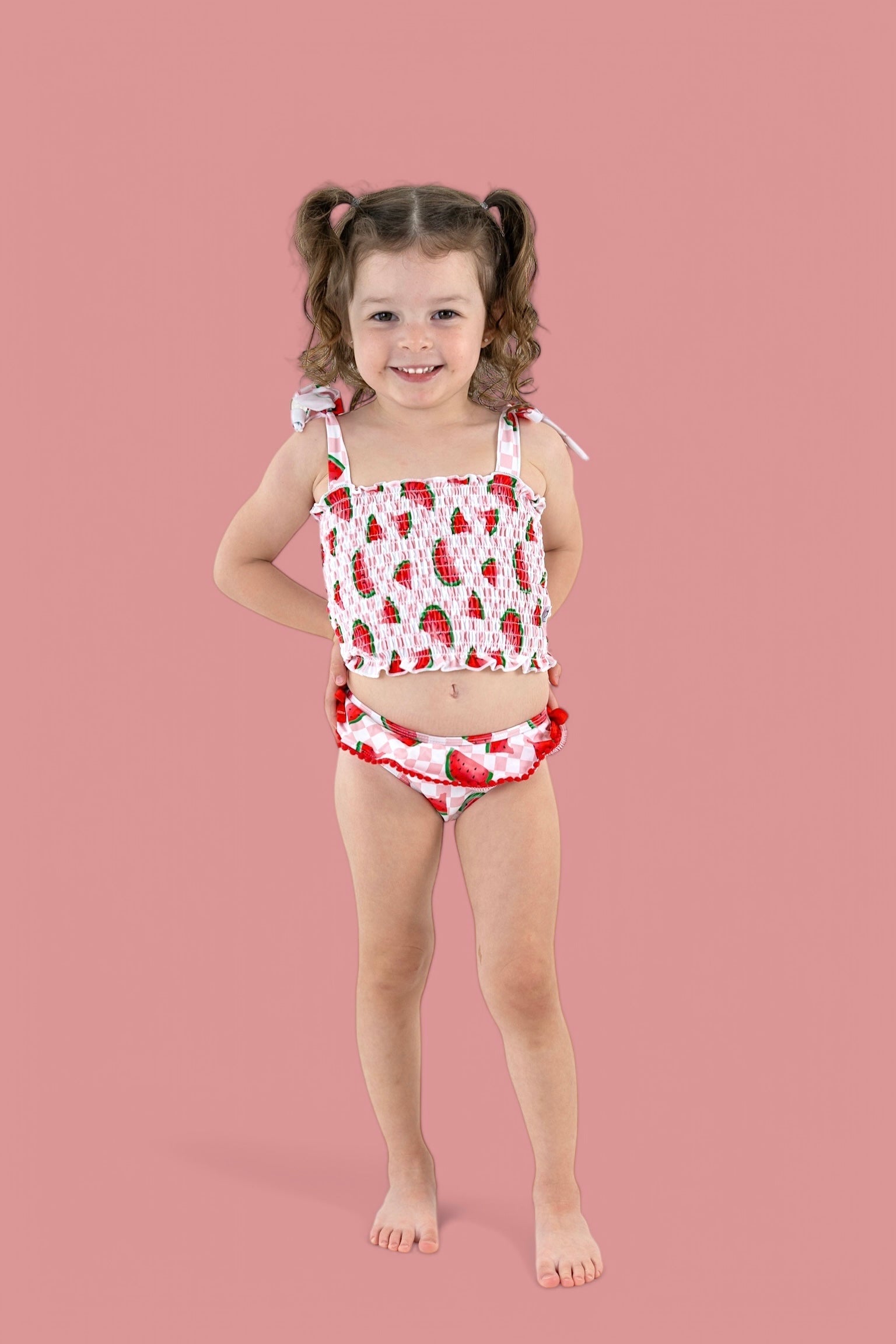 DREAM BIG LITTLE CO ONE IN A MELON DREAM SMOCKED TANKINI TWO PIECE SWIM SUITEveretts Place