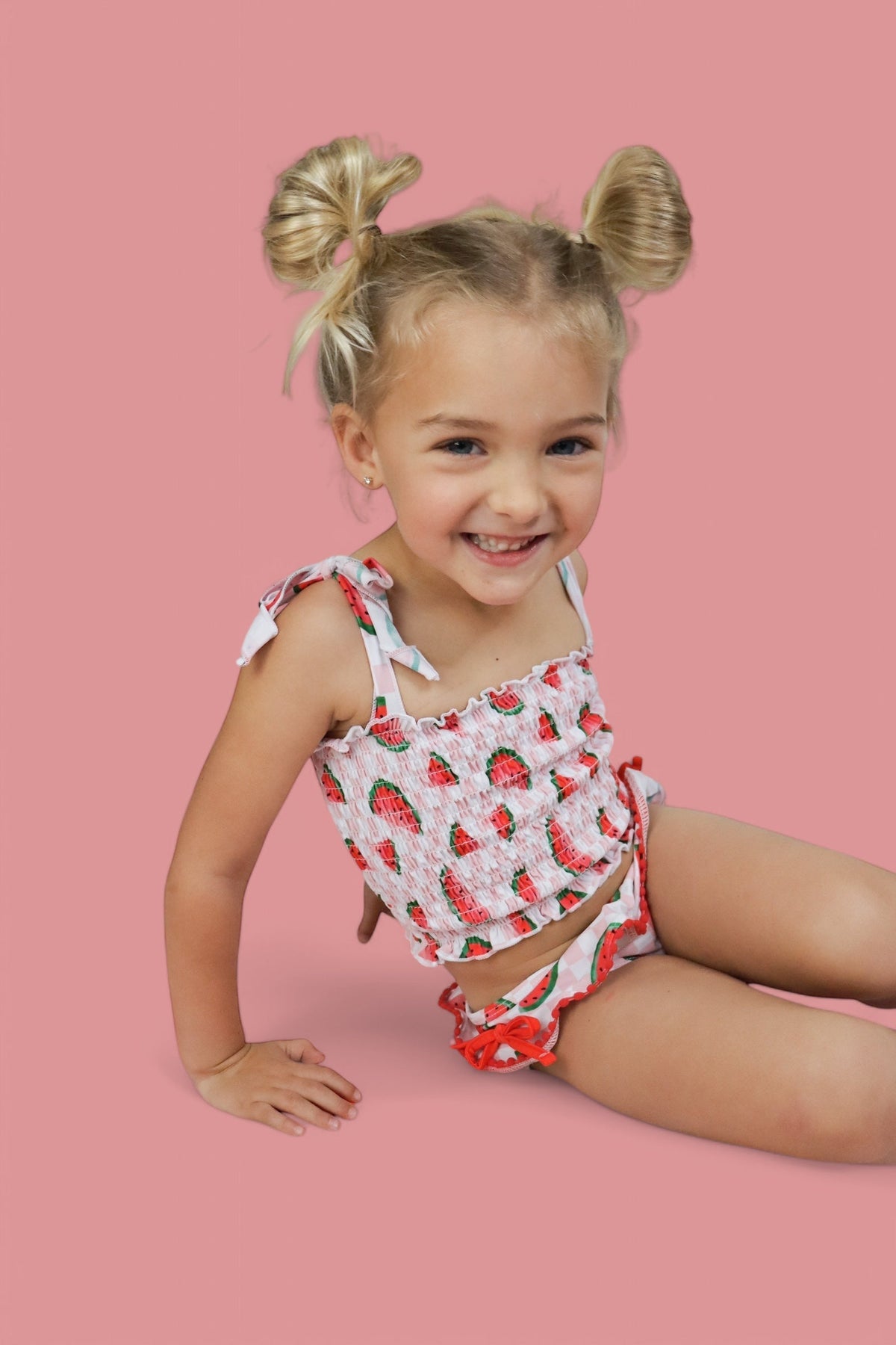 DREAM BIG LITTLE CO ONE IN A MELON DREAM SMOCKED TANKINI TWO PIECE SWIM SUITEveretts Place