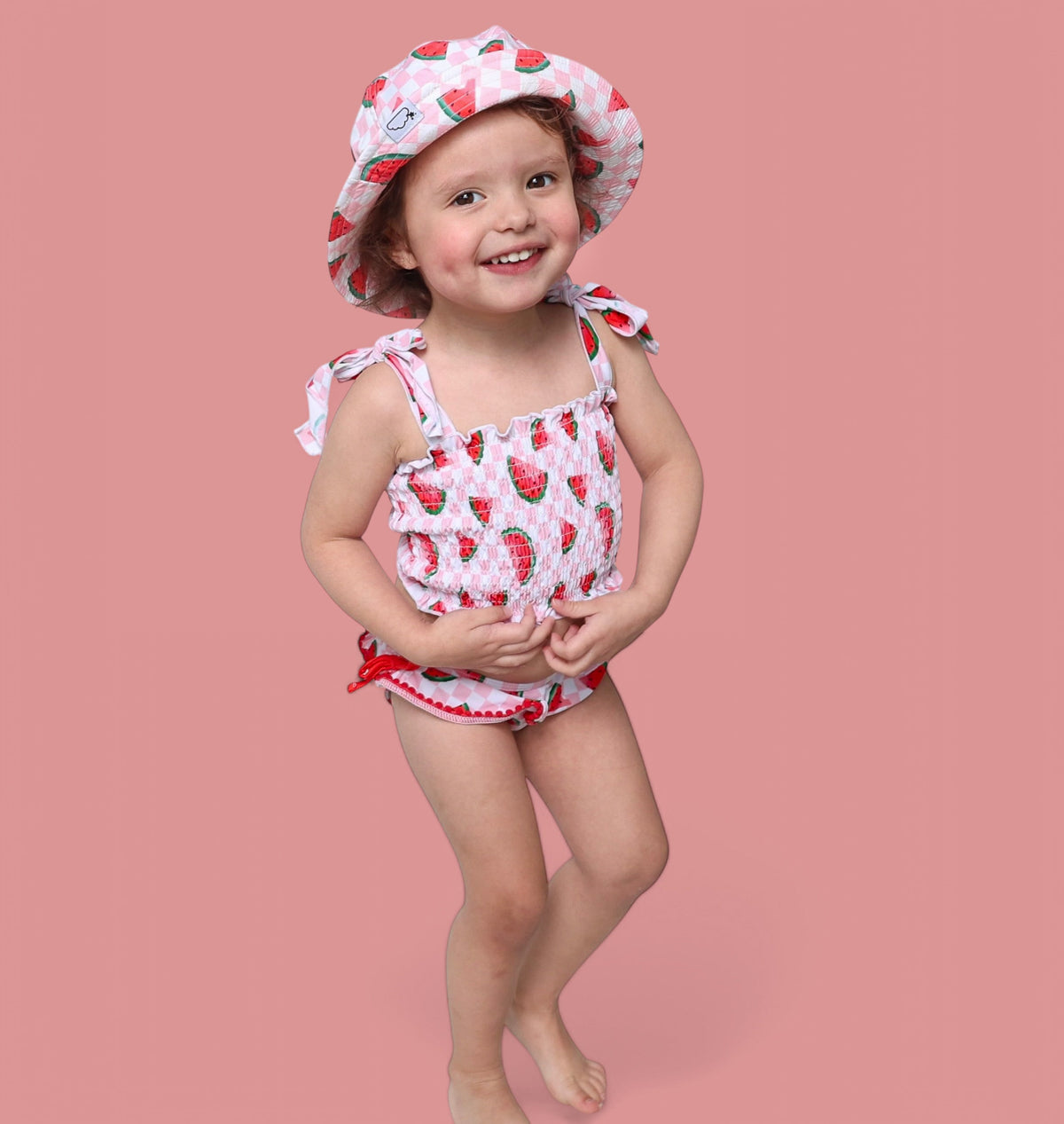 DREAM BIG LITTLE CO ONE IN A MELON DREAM SMOCKED TANKINI TWO PIECE SWIM SUITEveretts Place