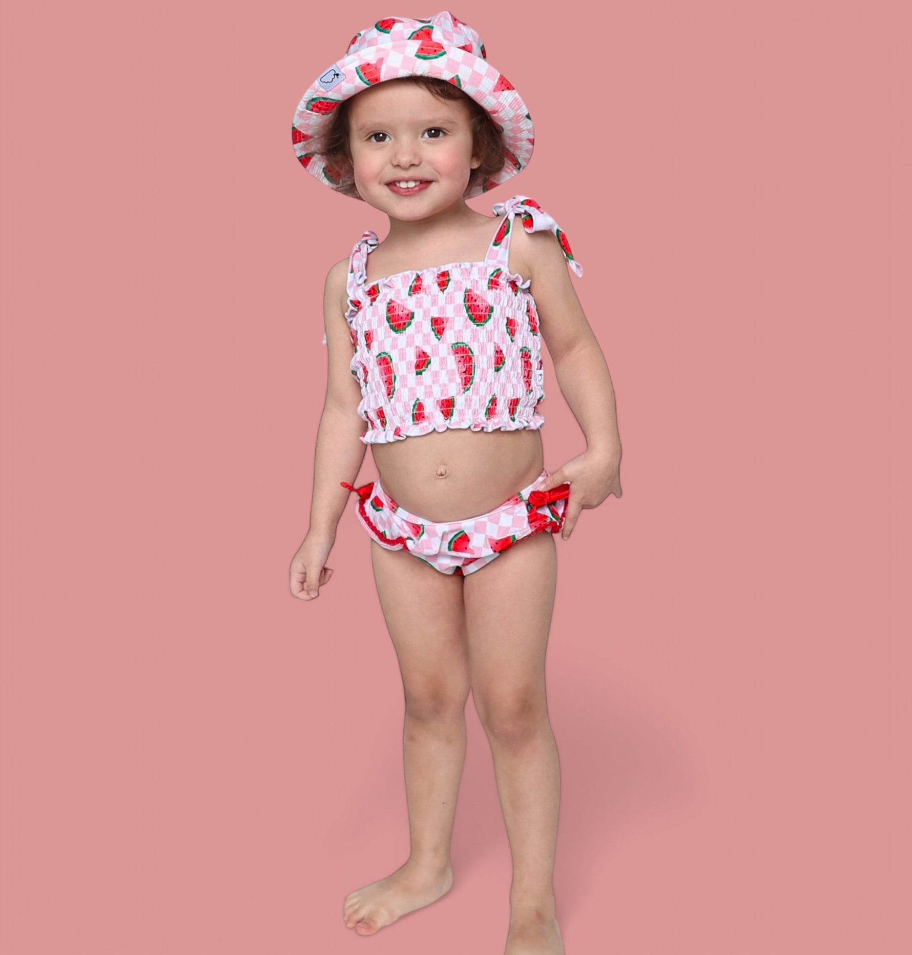 DREAM BIG LITTLE CO ONE IN A MELON DREAM SMOCKED TANKINI TWO PIECE SWIM SUITEveretts Place