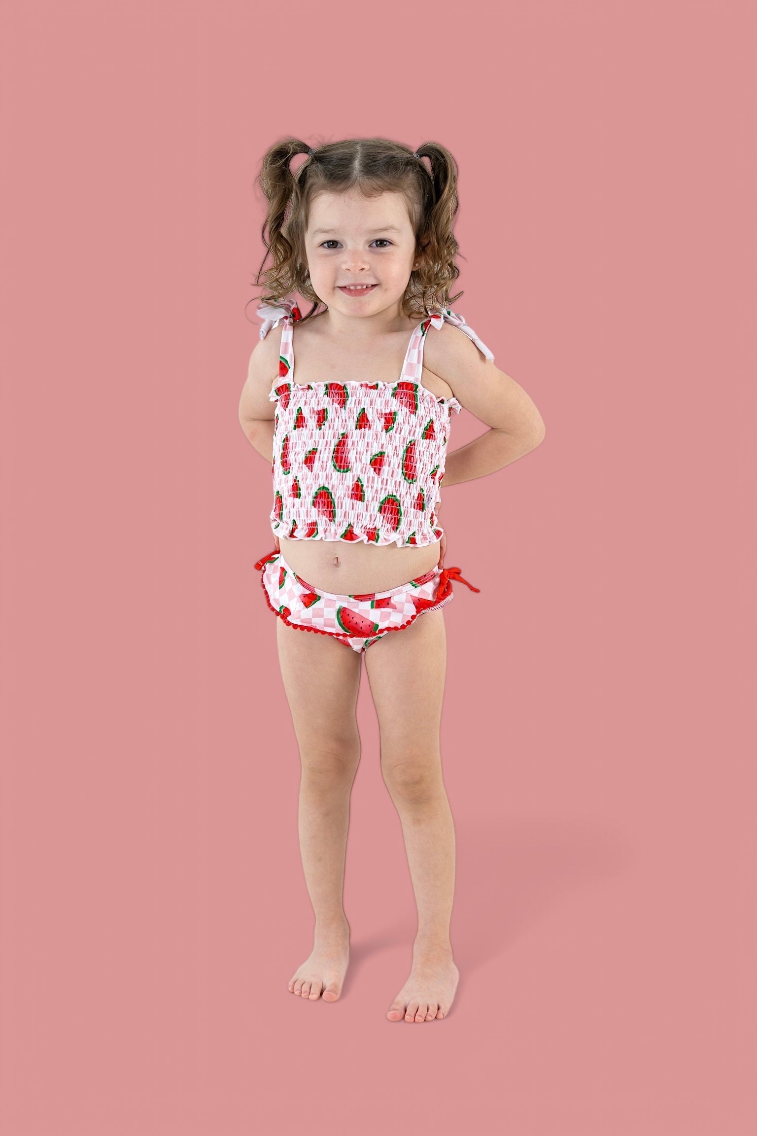 DREAM BIG LITTLE CO ONE IN A MELON DREAM SMOCKED TANKINI TWO PIECE SWIM SUITEveretts Place