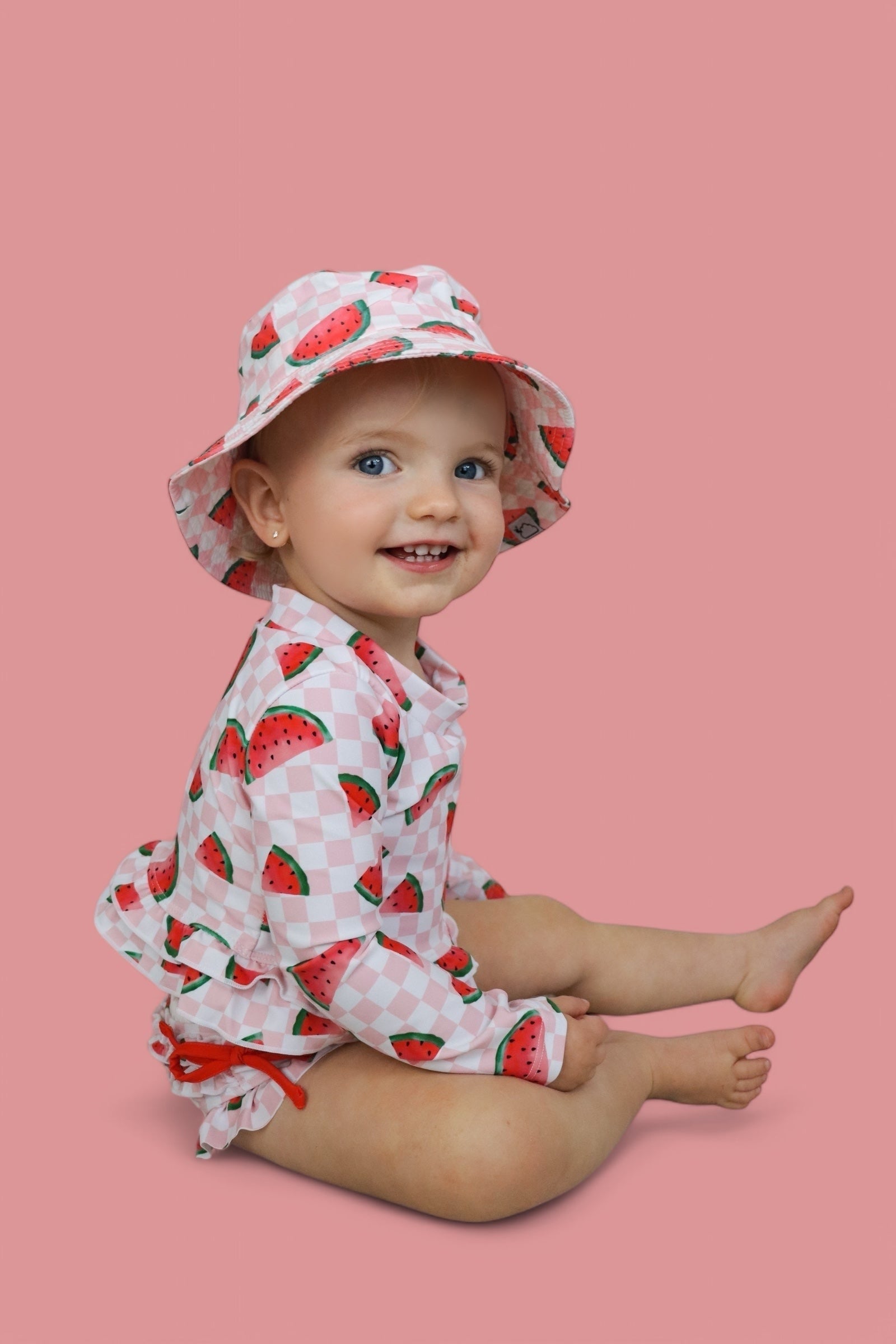 DREAM BIG LITTLE CO ONE IN A MELON DREAM TWO PIECE RASH GUARD RUFFLE SWIM SUITEveretts Place