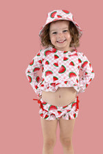 DREAM BIG LITTLE CO ONE IN A MELON DREAM TWO PIECE RASH GUARD RUFFLE SWIM SUITEveretts Place