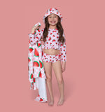 DREAM BIG LITTLE CO ONE IN A MELON DREAM TWO PIECE RASH GUARD RUFFLE SWIM SUITEveretts Place