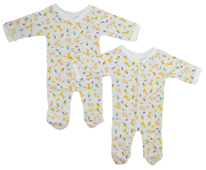 One Pack Terry Sleep & Play Baby Grow, closed-toe, printed long johns, pack of two.