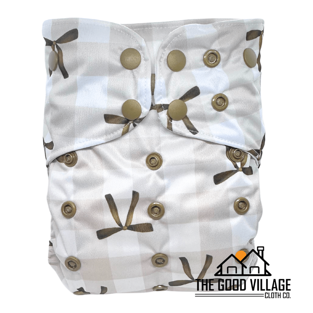 The Good Village Cloth Co. One Size Pocket Diaper | Ador - A - Bow - 