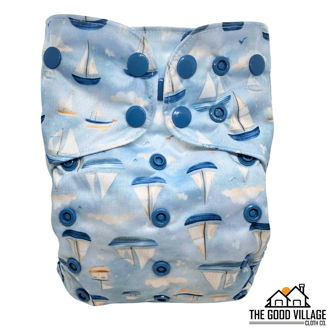 The Good Village Cloth Co. One Size Pocket Diaper | Dreamy Voyages - 
