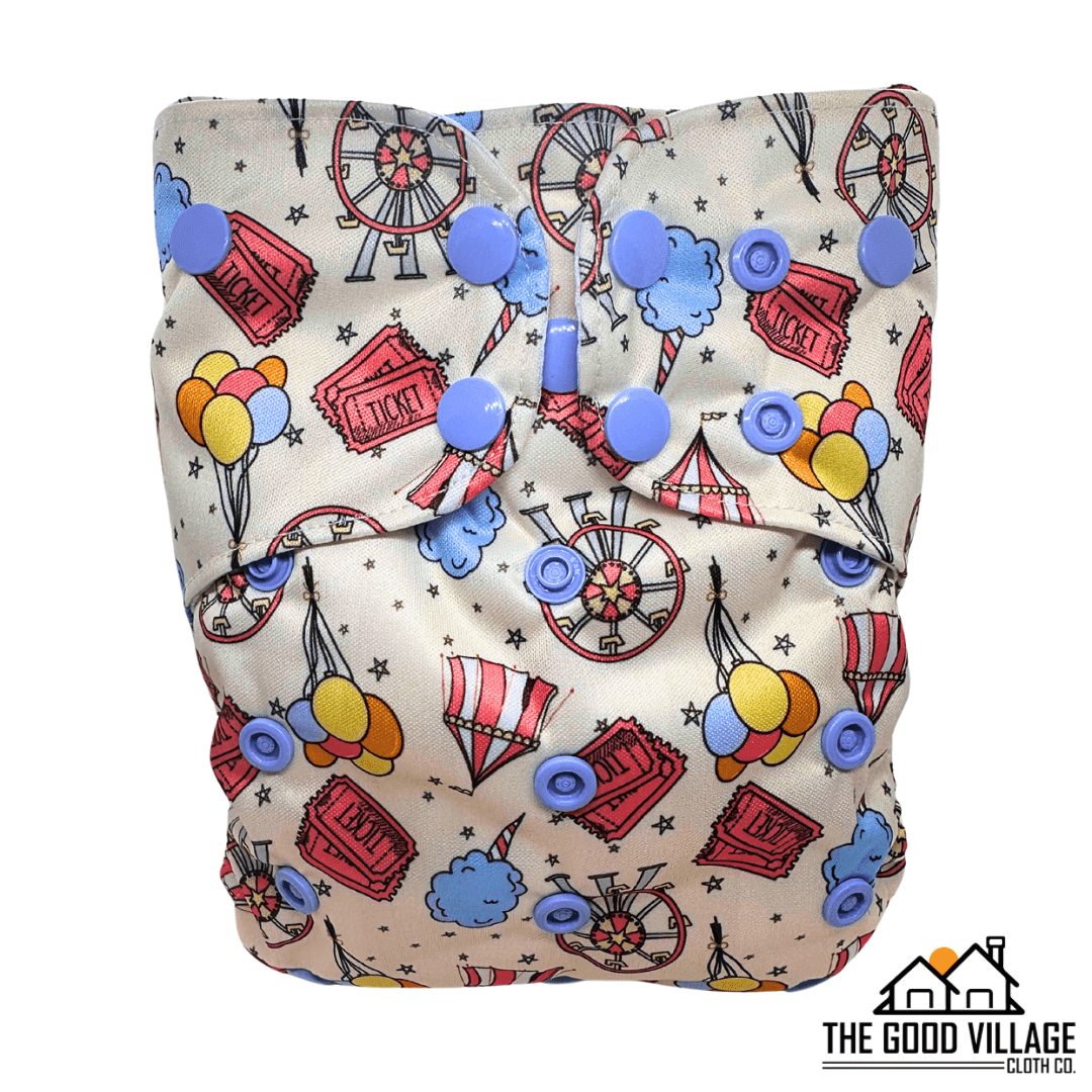 The Good Village Cloth Co. One Size Pocket Diaper | Little Ringmaster - 