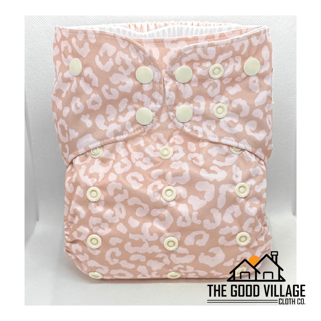 The Good Village Cloth Co. One Size Pocket Diaper | Neutral Leopard - 