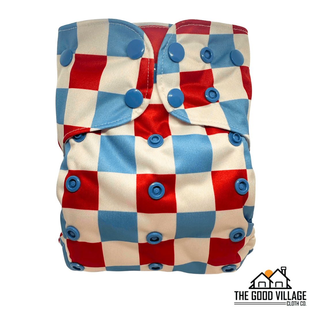 The Good Village Cloth Co. One Size Pocket Diaper | Patriotic Picnic - 
