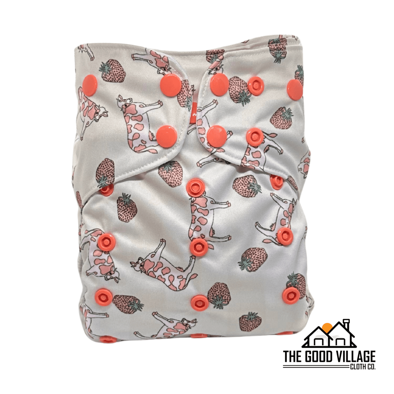The Good Village Cloth Co. One Size Pocket Diaper - Strawberry Milk - 