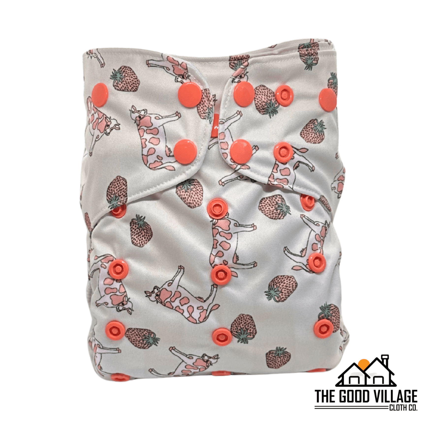 The Good Village Cloth Co. One Size Pocket Diaper - Strawberry Milk - 