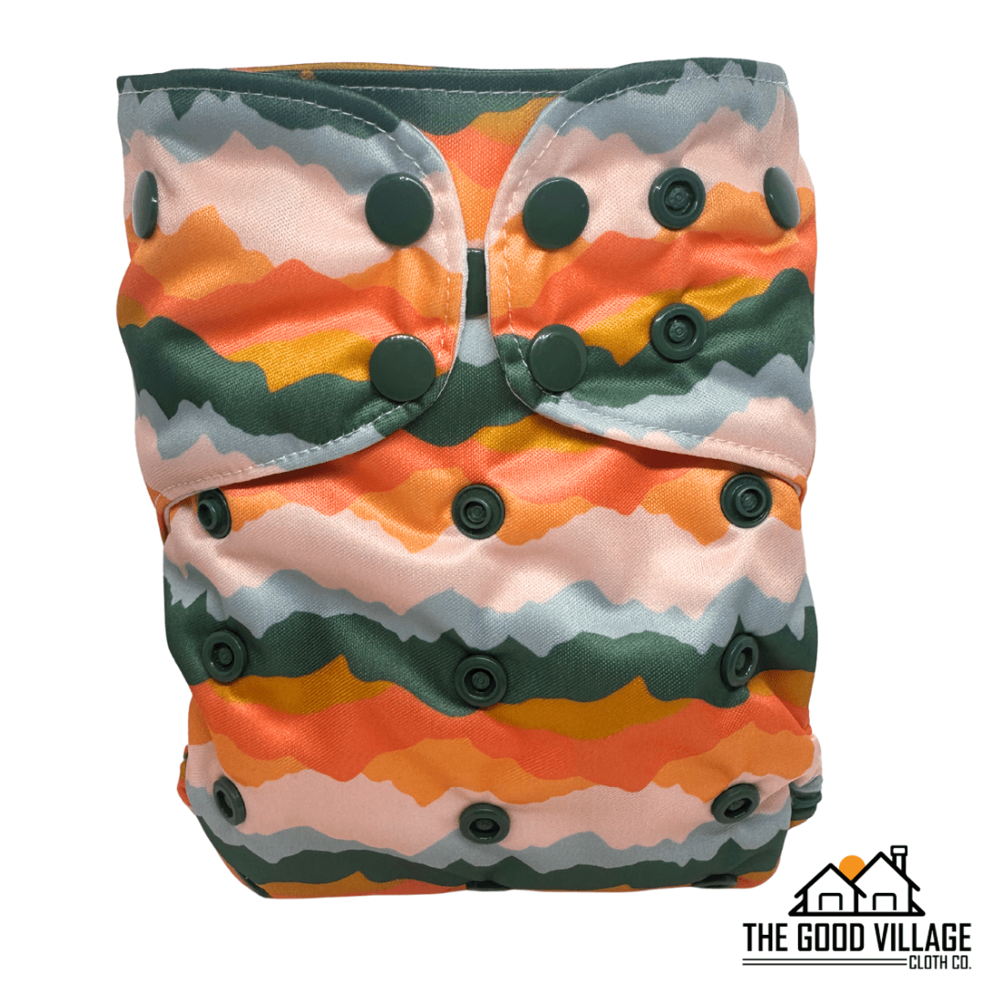 The Good Village Cloth Co. One Size Pocket Diaper | Sunset Peaks - 
