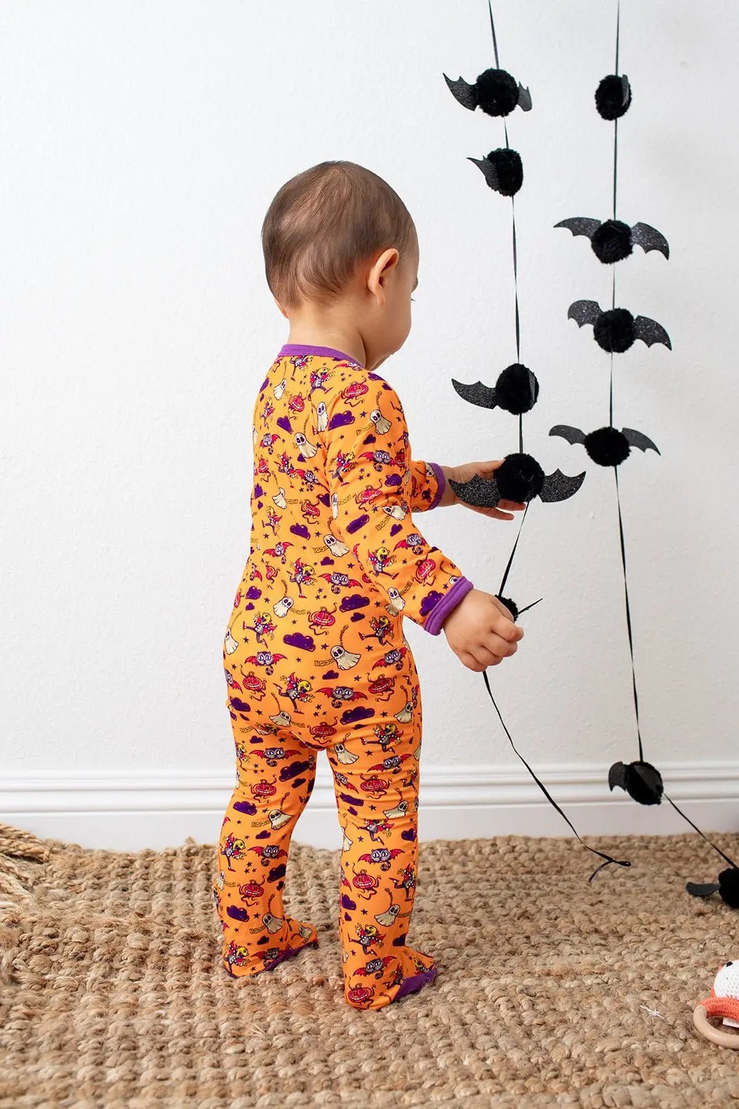 Bestaroo Orange Boo Crew Footie For Babies Cozy Two Way Zipper Pajama - 