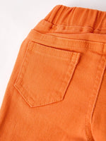 Rylee Faith Designs Orange Flared Elastic Jeans for Bold Style and Comfort - Everetts Place Boutique - 