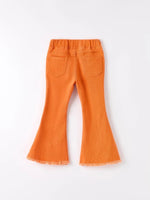 Rylee Faith Designs Orange Flared Elastic Jeans for Bold Style and Comfort - Everetts Place Boutique - 