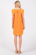 PinkBlush Orange Flutter Sleeve Pleated Chiffon Mini Dress - 