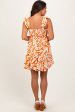 PinkBlush Orange Printed Smocked Ruffle Strap Maternity DressEveretts Place