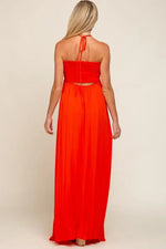 PinkBlush Orange Smocked Halter Maternity Maxi Dress - 