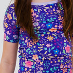 Bam & Stitch Orchid Gardens Bamboo Short Sleeve Pajamas | Floral Kids Set - 