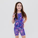 Bam & Stitch Orchid Gardens Bamboo Short Sleeve Pajamas | Floral Kids Set - 