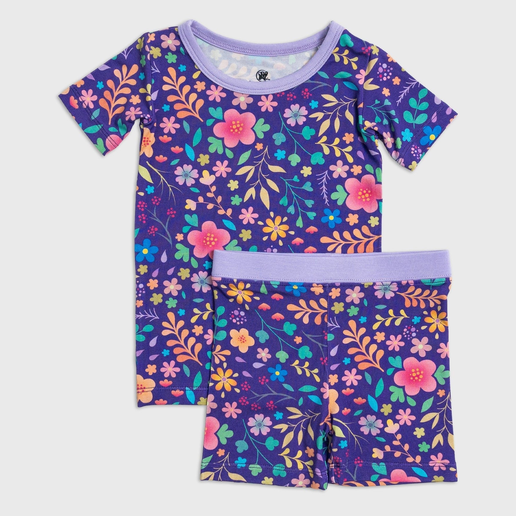 Bam & Stitch Orchid Gardens Bamboo Short Sleeve Pajamas | Floral Kids Set - 