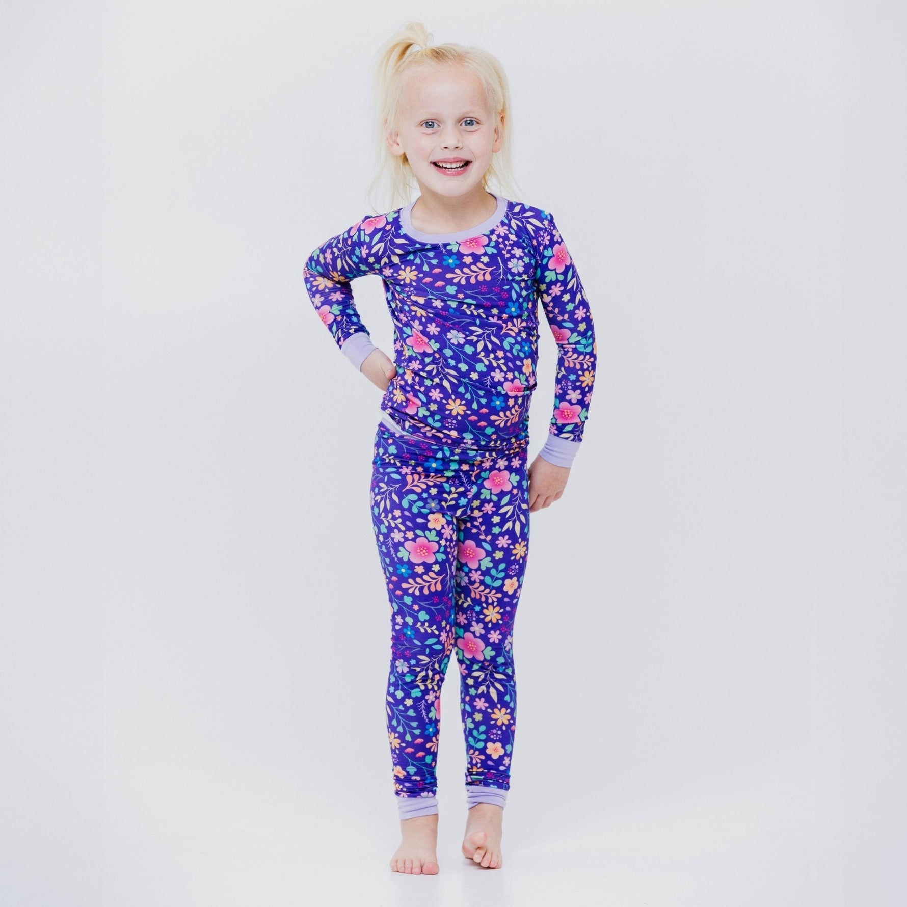 Bam & Stitch Orchid Gardens Long Sleeve Pajamas - 