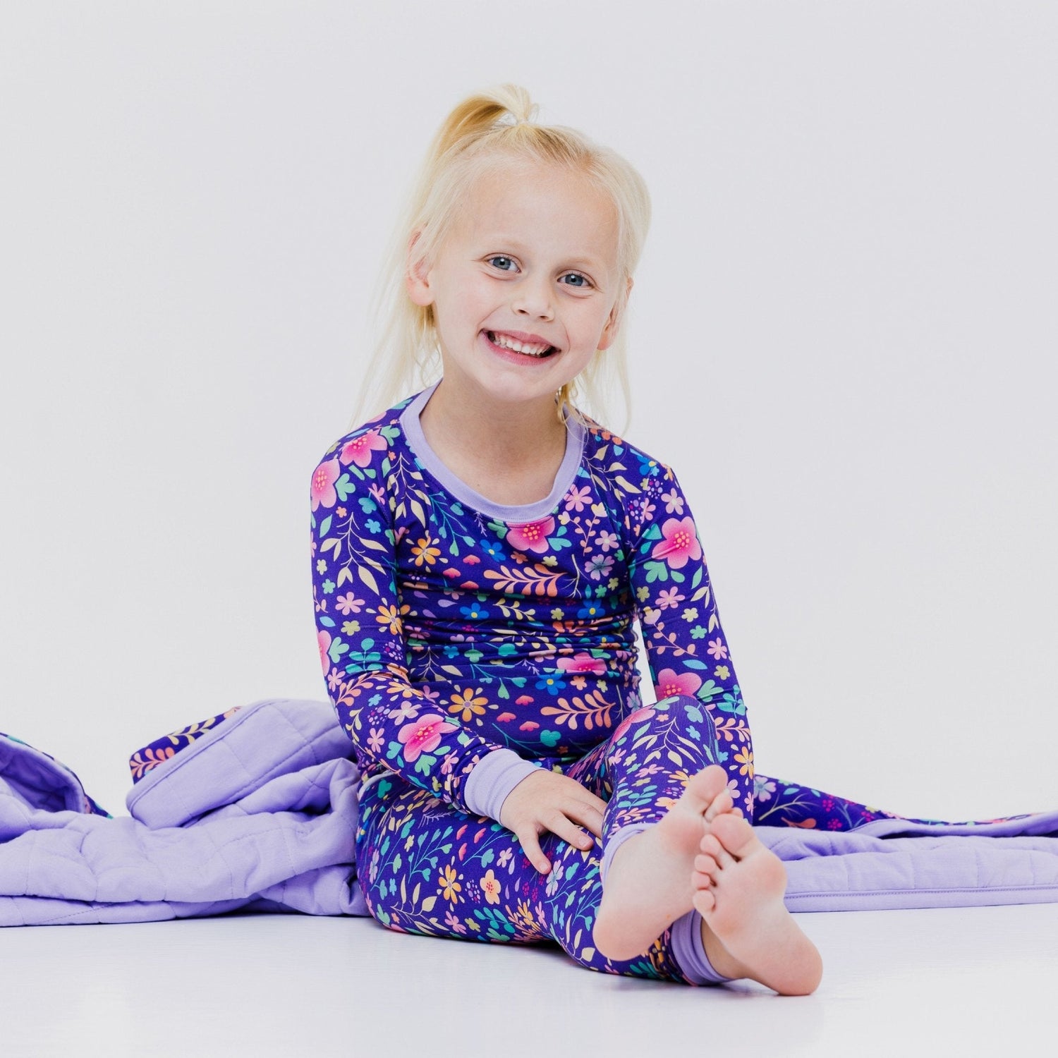 Bam & Stitch Orchid Gardens Long Sleeve Pajamas - 