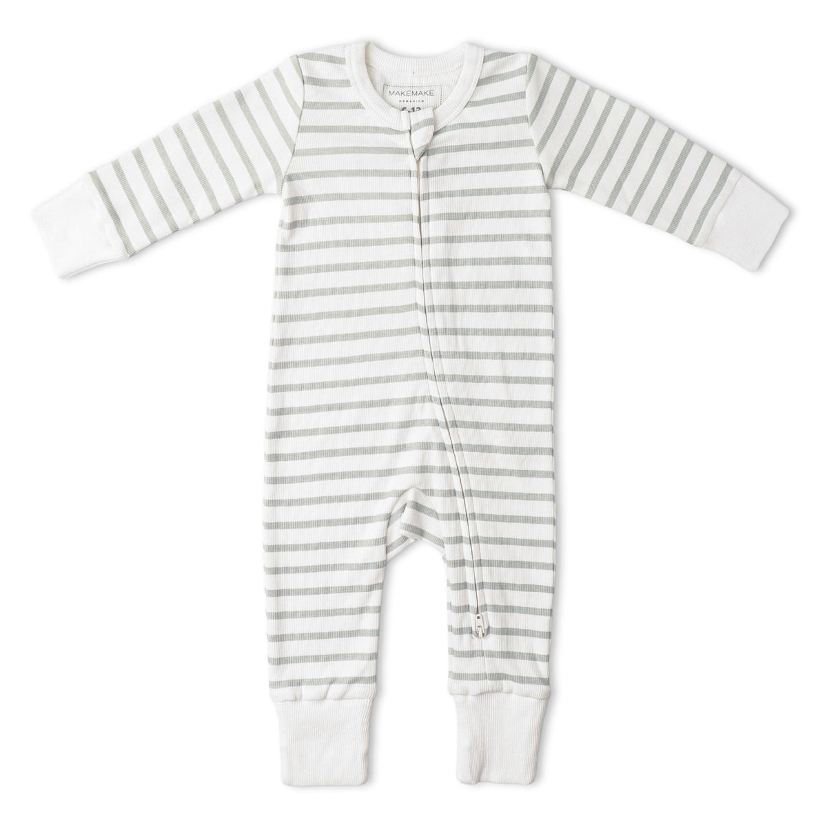 Makemake Organics Organic 2 - Way Zip Romper - Fog Stripes
