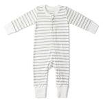 Makemake Organics Organic 2 - Way Zip Romper - Fog Stripes