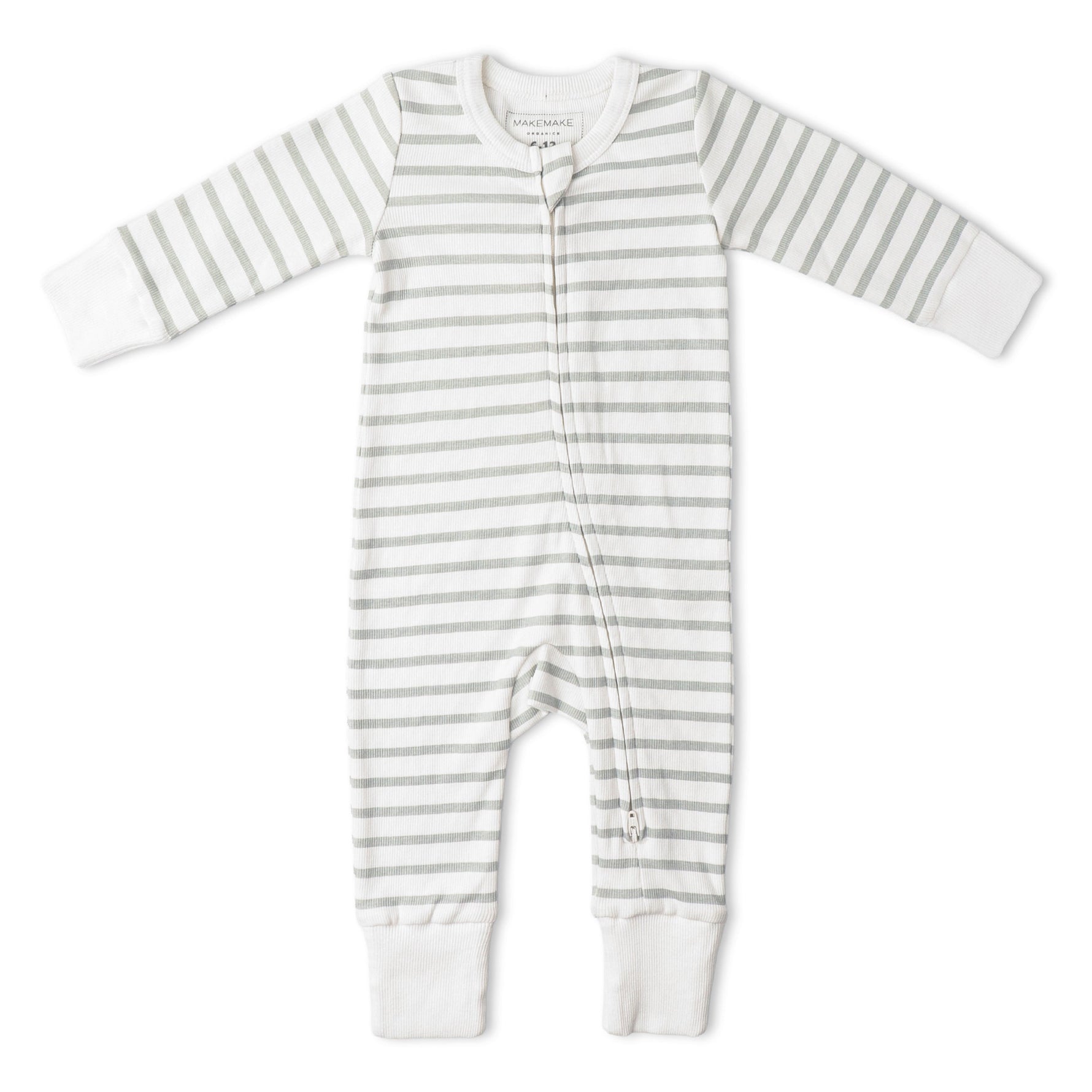 Makemake Organics Organic 2 - Way Zip Romper - Fog Stripes