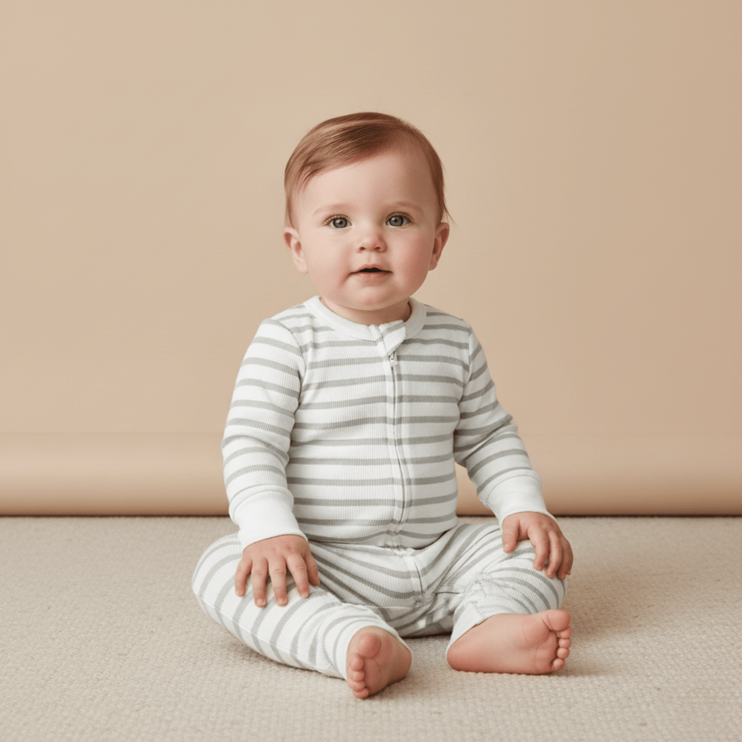 Organic 2-Way Zip Romper - Fog Stripes - Sleeve, Baby & Toddler Clothing, Child, Comfort, Pajamas | Everetts Place
