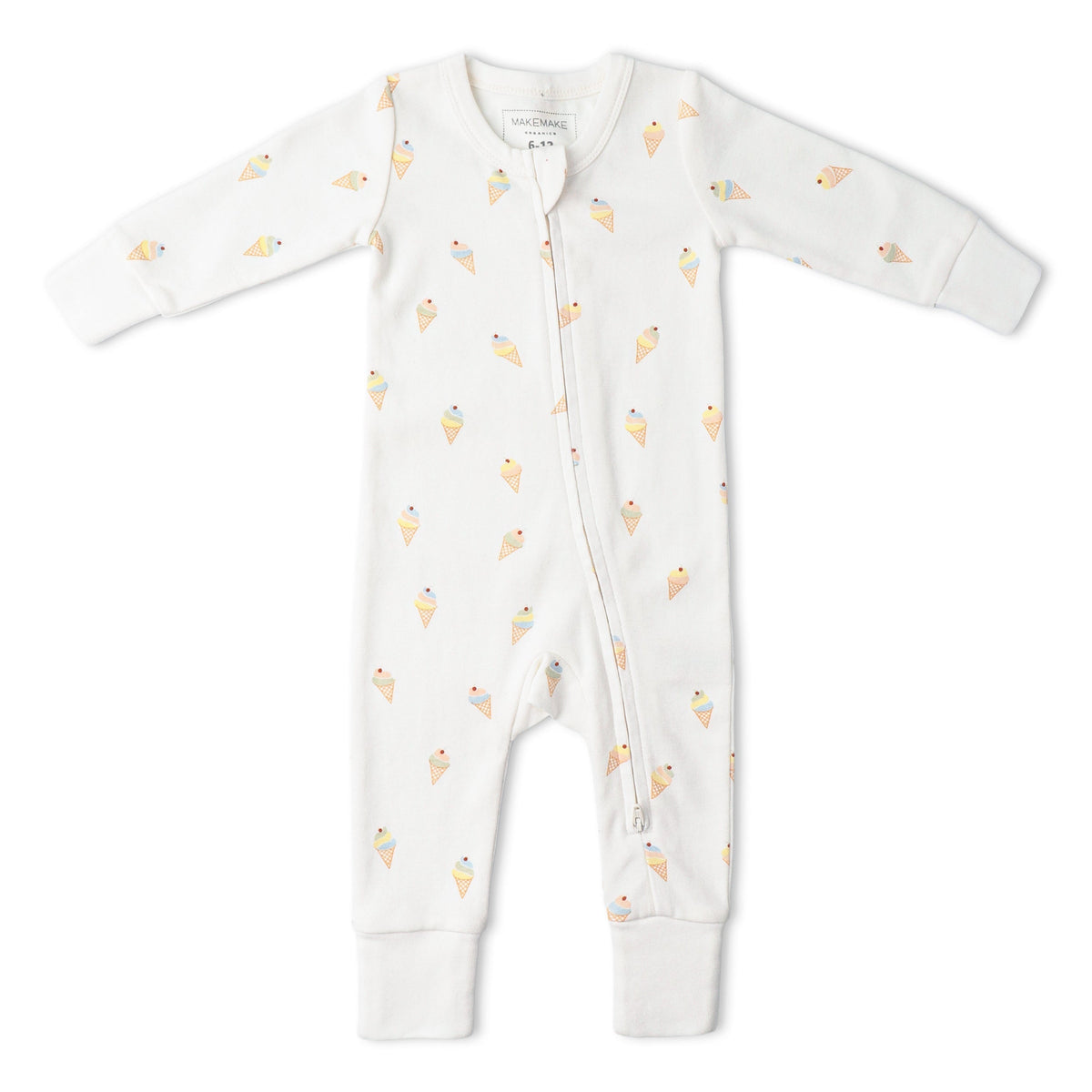 Makemake Organics Organic 2 - Way Zip Romper - Ice Cream