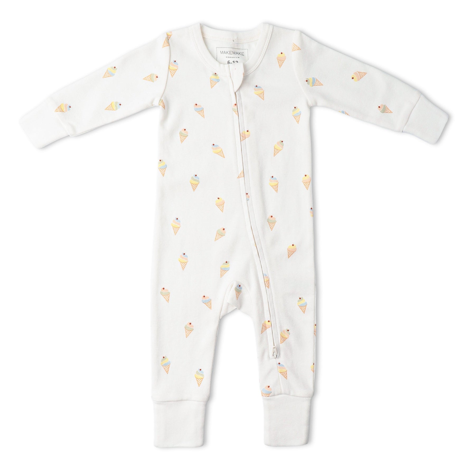 Makemake Organics Organic 2 - Way Zip Romper - Ice Cream