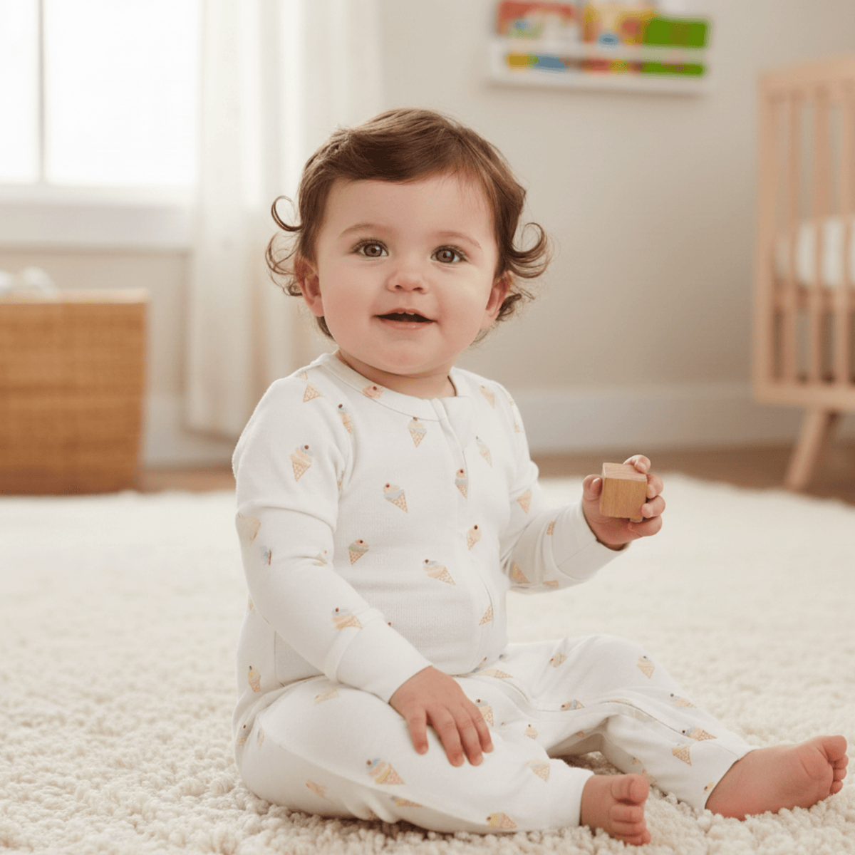 Makemake Organics Organic 2 - Way Zip Romper - Ice Cream